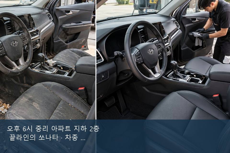 오후 6시 중리 아파트 지하 2층 끝라인의 쏘나타 · 차종 기준 금액
